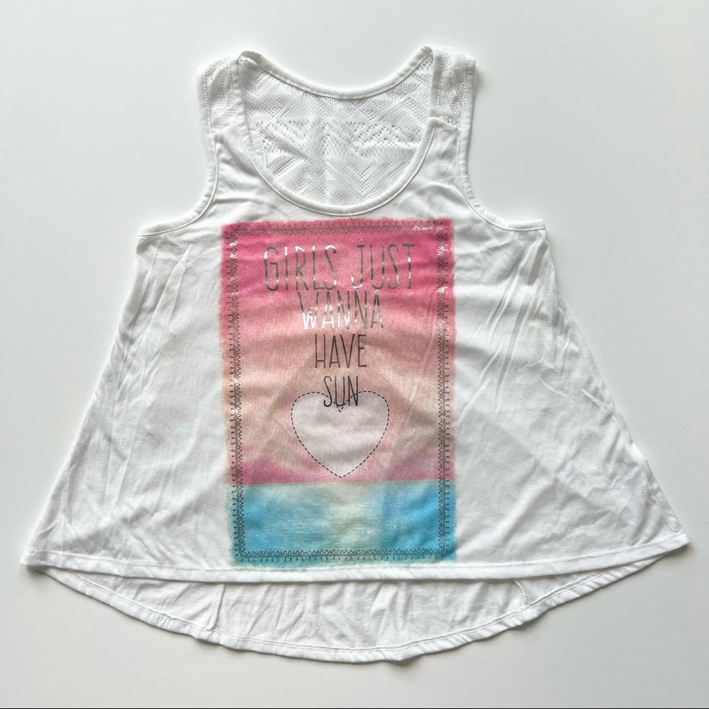 No Boundaries White, Pink and Blue Ocean Tank Top, Small